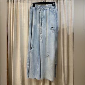 POL Drawstring Wide Leg soft denim pants